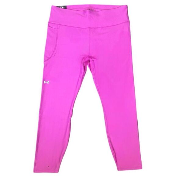 Under Armour UA Vivid Magenta Pink Tech HeatGear High Waisted Leggings Size 2XL - Picture 4 of 13